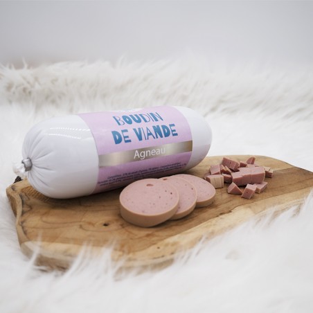 Boudin de viande Agneau - friandise naturelle occupation pour chiens et chats